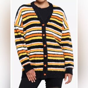 Hot topic candy corn stripe Halloween cardigan